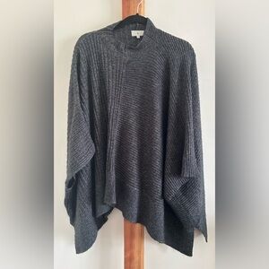 Lou & Grey Dark Gray Knit Sweater Poncho